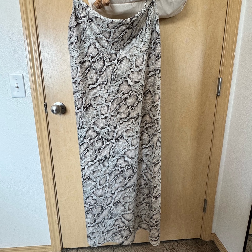Elegant Snake Print Maxi Dress